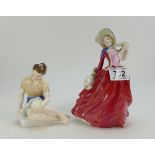 Royal Doulton Lady Figure Autumn Breezes HN1934 and Character Figure Treasure Island HN2243 (2)