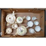 A mixed collection of items to include Sadler gilt decorated, Art Deco tea pot, cream and sugar,