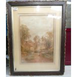 A large framed Edwardian water colour of landscape scene, signed G Alexander.
