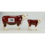 Beswick Hereford Cow 1360 and Calf 1827 (2)