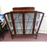 Mahogany Art Deco ball and claw display cabinet