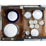 A mixed collection of tea and dinner ware to include Aynsley Corona Cobalt dinner plates,
