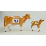 Beswick Guernsey Cow 1248A (1st Version) and Calf 1249A (2)