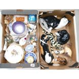 A mixed collection of items to include Staffordshire Just Cats, large pottery figures, ceramic