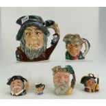A collection of Royal Doulton Character jugs to include a large Rip Van Winkle D6438, small Robinson