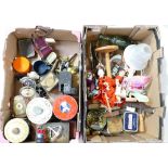 A mixed collection of items to include advertising tins, light shade, Carlton Ware item,
