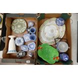 A mixed collection of ceramic items to include Wedgwood Sage green decorative wall plates, Jasper