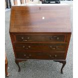 Oak inlaid cross banded 3 drawer bureau