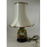 Moorcroft lamp with silk shade, Trout by