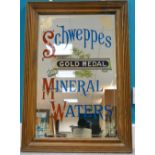 Vintage advertising mirror for Schweppes gold medal mineral waters mirror dimension's 53cm x 76cm
