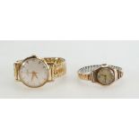 Gents 9ct vintage Accurist wristwatch with 9ct back & front excalibur expandable bracelet and