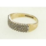 9ct gold ring with 56 approx. small diamonds ring size O 1/2 weight 3.