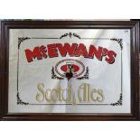 Vintage framed advertising mirrors featuring Mcewans Scotch Ales dimensions 91 x 66cm