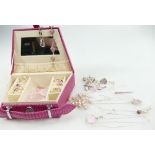 Collection of silver jewellery sets mainly pink coral or rose quartz - rings x 8,