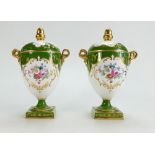 Wedgwood pair of vases & covers floral painted 21.