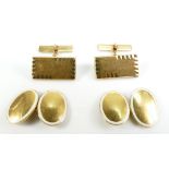 Heavy 18ct gold & enamel hallmarked cuff links (damaged) together with an unmarked pair of yellow