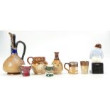 A collection of Royal Doulton miniature items to include Lambeth Slaters ewer, Art Nouveau vase,