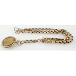 Yellow metal Victorian decorative watch chain with 9c tag,