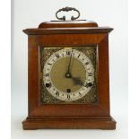 Eight day Westminster Chime oak cased mantle clock.