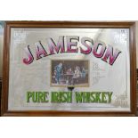 Vintage framed advertising mirror for Jameson's Pure Irish Whiskey dimension's 88cm x 63cm