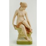 Royal Dux figure of Naked Lady Sitting, pink triangle mark with letter E to base & impressed 2942,
