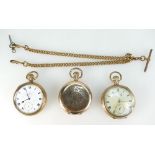 Three gold plated gents pocket watches, makers to include Waltham,
