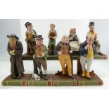 A collection of Aynsley China Dickens character figures comprising Sam Weller, Artful Dodger,