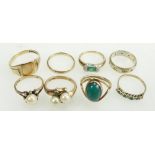 Collection of x 8 rings all 9ct gold weight 20.
