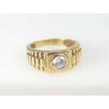Gents 9ct gold CZ solitaire ring 8.