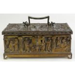 Bronze casket decorated with gothic religious scenes,