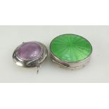 Two hallmarked silver guilloche enamel powder compacts (enamel in good condition,