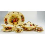 A collection of Aynsley Orchard Gold dinnerware items to include coffee cans, tureens,
