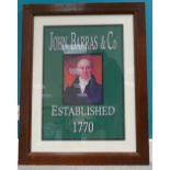 Vintage framed advertising poster for John Barras and co,