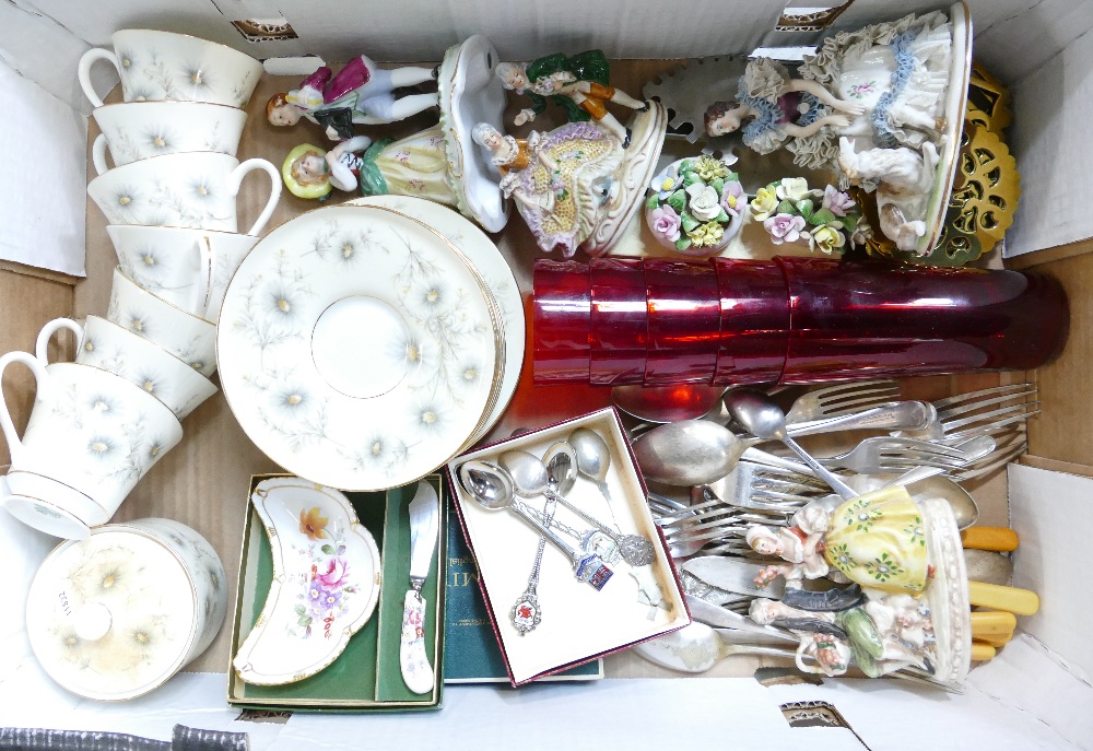 A collection of assorted silver plated cutlery and ceramics including boxed pieces, tea set, - Image 2 of 2