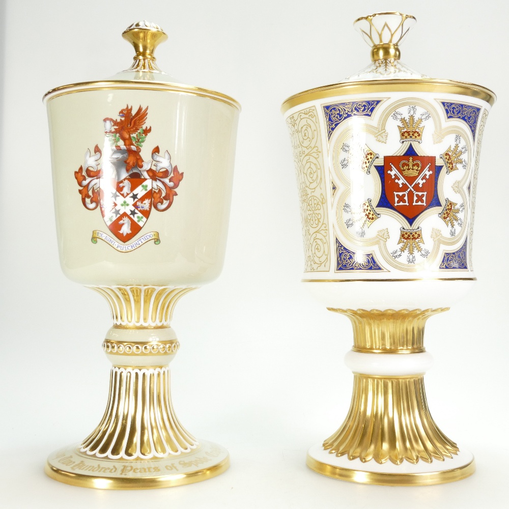 Spode - two large limited edition chalices 31cm & 32cm high.