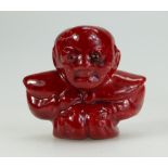 Bernard Moore small red flambe bust with original glass eyes 5.5cm high.