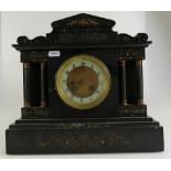 19th century slate & marble architectural mantle clock,