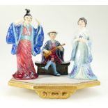 Reg Johnson miniature figure set comprising Mikado, Nanki-Poo, Yum Yum and stand,