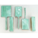 Silver & Green enamel Art Deco brush set (5)