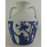 Wedgwood prestige large jasperware Portland vase in blue on white colourway,