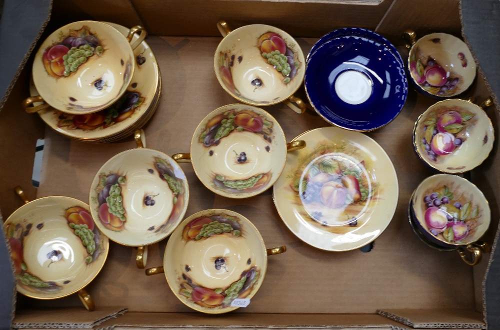 A collection of Aynsley Orchard Gold teaware items to include cups, saucers, bouillon cups, - Image 2 of 2