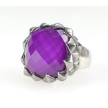 Stephen Webster quality silver 925 stud ring set with amethyst stone (23.