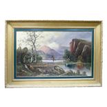Very large Oil on Canvas landscape scene , set in gilt frame,