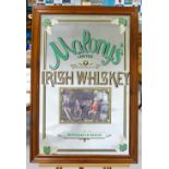 Vintage framed advertising mirror for Malony's Irish Whiskey dimension's 96cm x 66cm