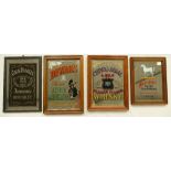 A collection of framed advertising mirrors to include Dewars Whisky, Jack Daniels,