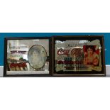 Vintage Coca Cola framed advertising mirrors featuring dimensions of largest 65cm x 50cm (2)