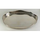 Large silver plated two handled oval gallery tray,