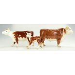 Beswick early Hereford family comprising bull 949,
