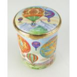 Staffordshire Enamels lidded pot with Hot Air Balloons