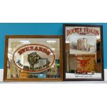 Vintage framed advertising mirrors for Double Dragon Brewery,